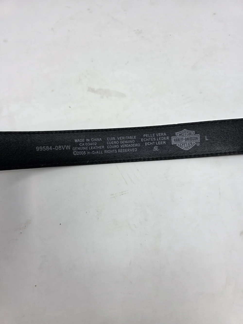 Harley Davidson Embossed Bar Shield Black Leather Belt Strap Womens Large